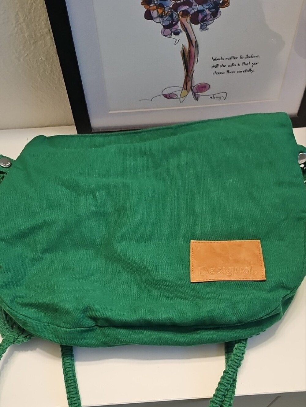 Desigual Green Floral Crochet Shoulder Bag - Picture 3 of 6